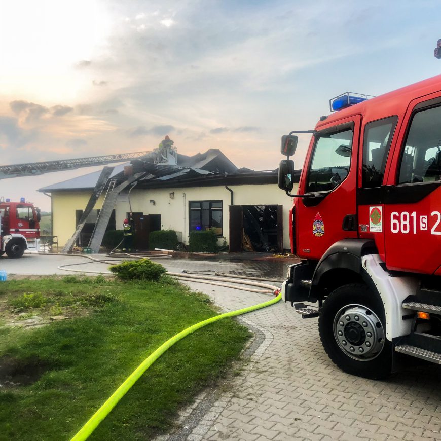 Pożar suszarni drewna w Bonowicach.